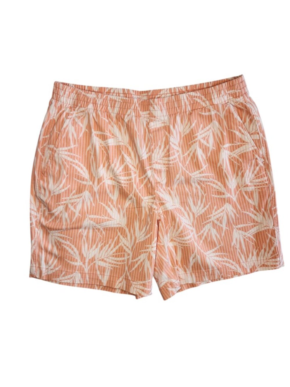 Lands' End Orange White Palm Tree Print Pull On Shorts Size 14